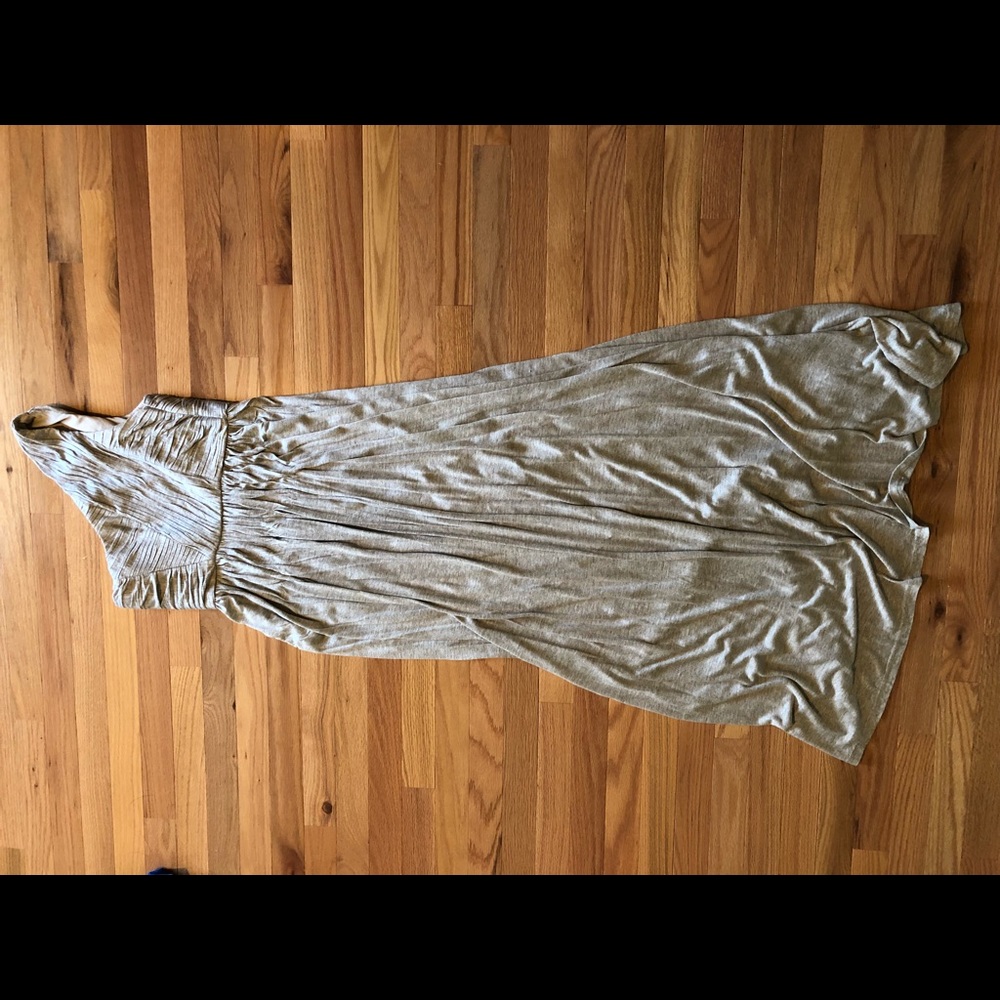 One shoulder maxi dress in “oatmeal” color